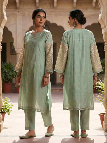Semi Stitched Chanderi Casual kurta