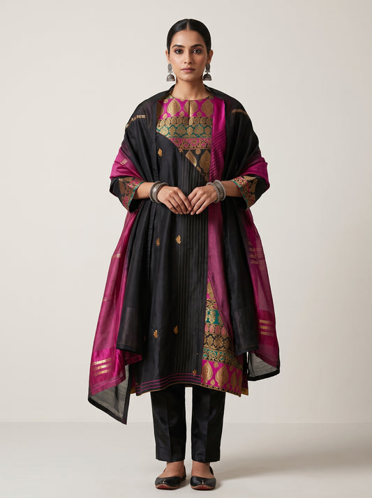 Semi Stitched Chanderi Formal Suitset