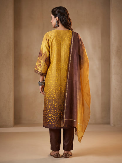 Semi Stitched Chanderi Casual suitset
