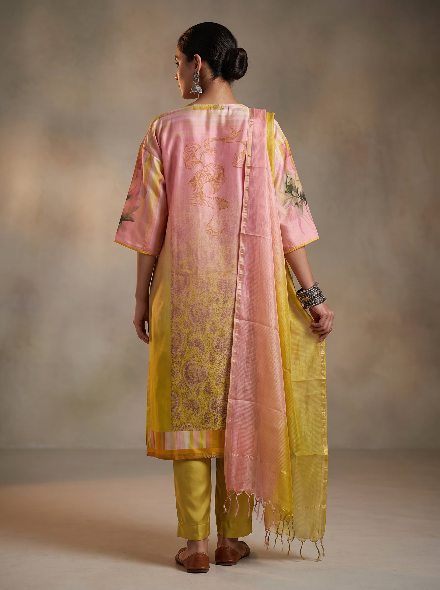 Semi Stitched Chanderi Casual suitset