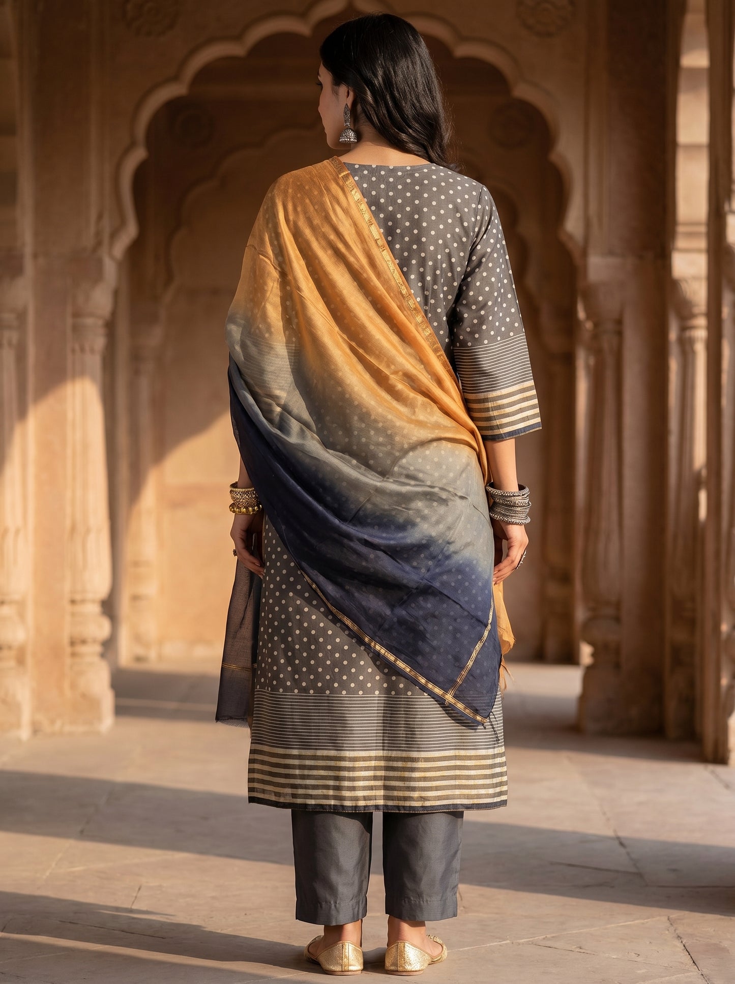 Semi Stitched Chanderi Casual suitset