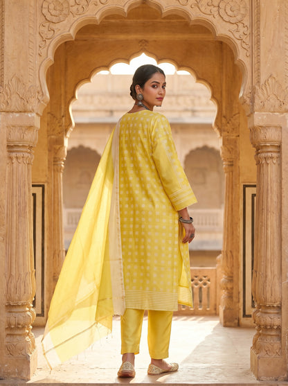 Semi Stitched Chanderi Casual suitset