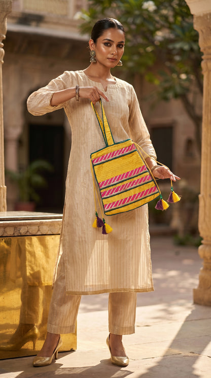 Ayaan Emerald Gold Embroidered Festive Potli