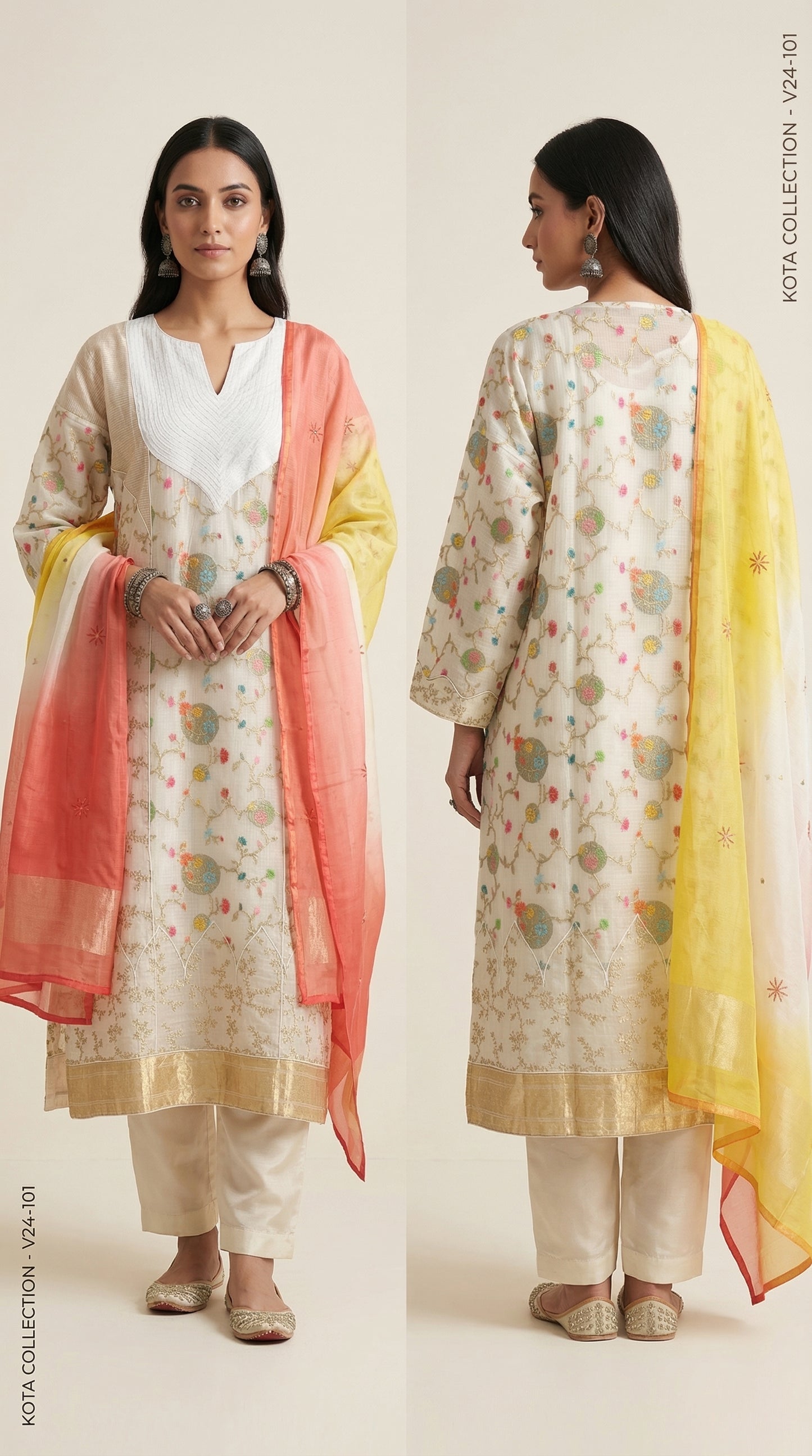 Semi Stitched Formal Kota silk Suitset