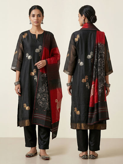 Semi Stitched Formal chanderi Suitset