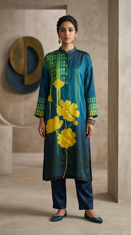 Semi Stitched Chanderi Kurta