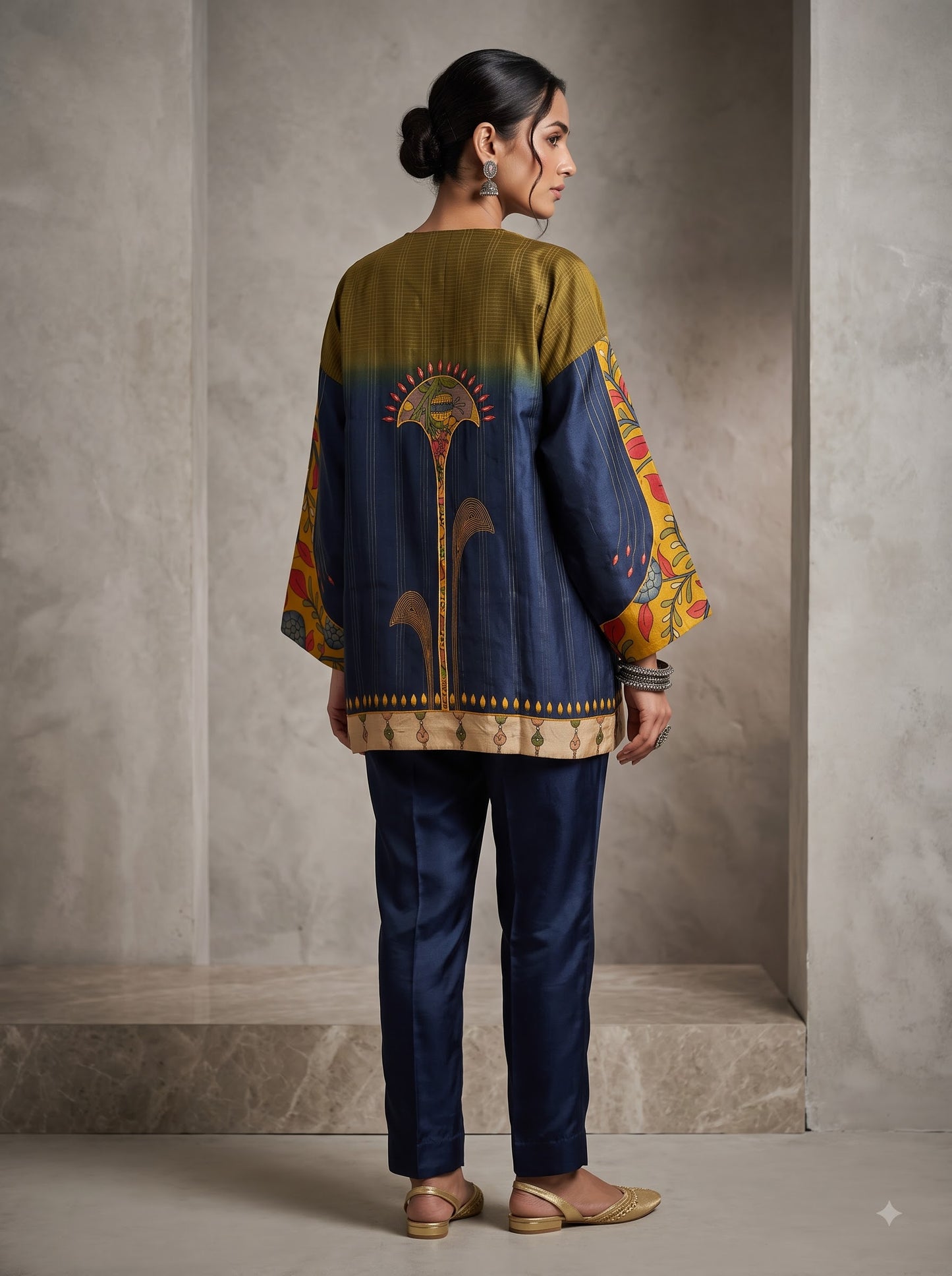 Semi Stitched Chanderi Kalamkari Short Tunic