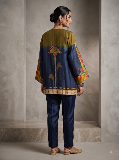 Semi Stitched Chanderi Kalamkari Short Tunic