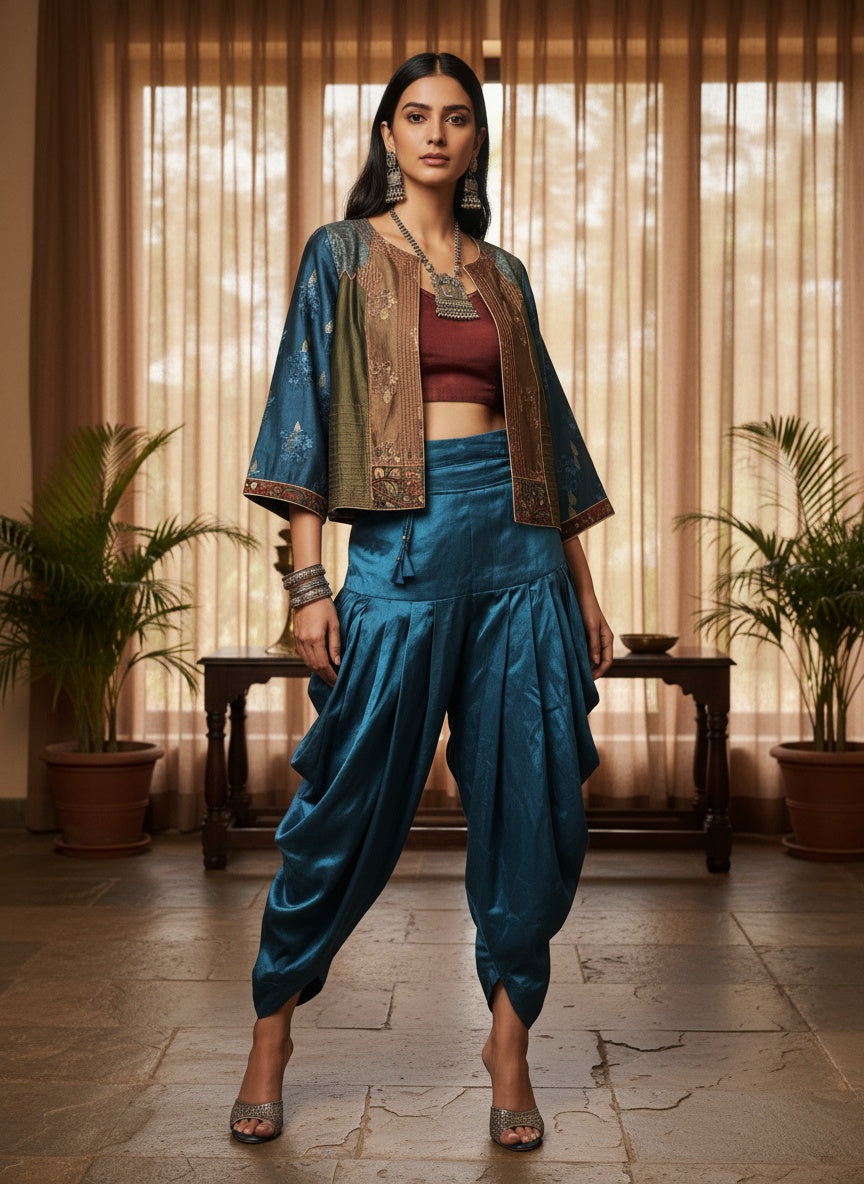 Stitched Chanderi Kalamkari Short Jacket