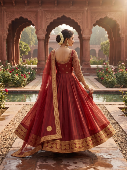 Woven Formal Anarkali Set