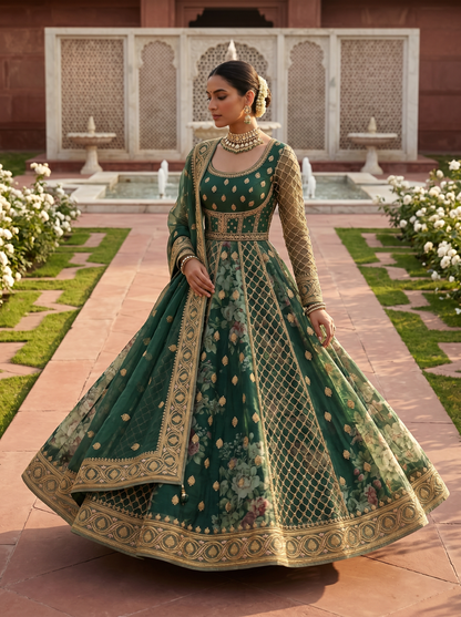 Woven Formal Anarkali Set