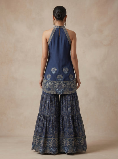 Earthy Rust Hand-Embroidered Georgette | Couture Sharara Set