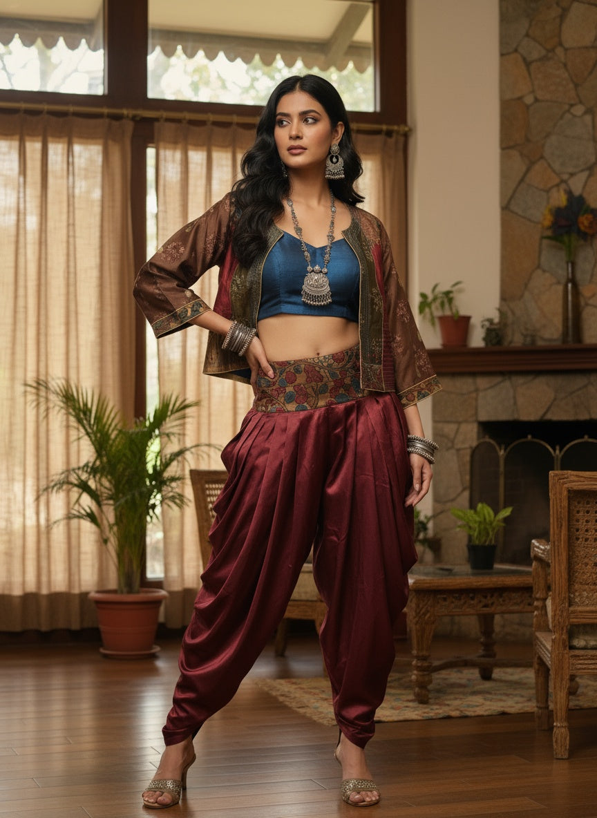 Stitched Chanderi Kalamkari Short Jacket