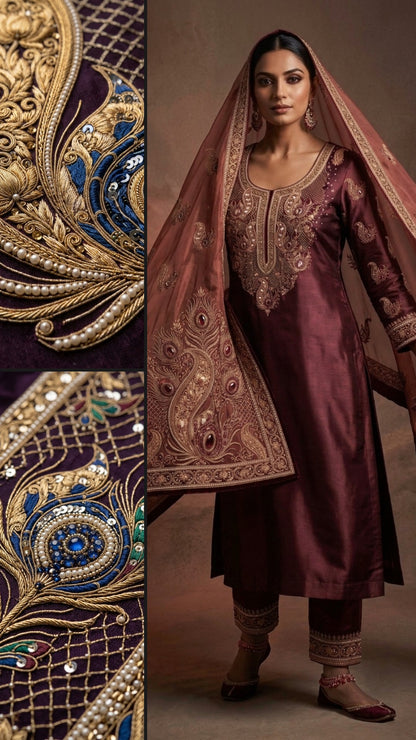 Customised Chanderi Embroidered set