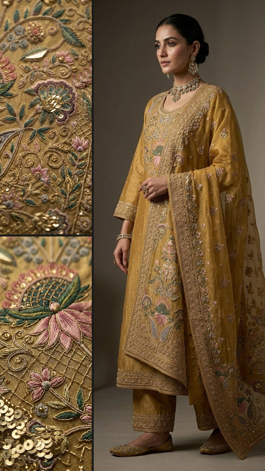 Customised Chanderi Embroidered set