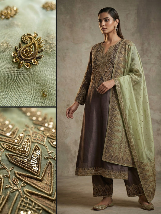 Customised Chanderi Embroidered set