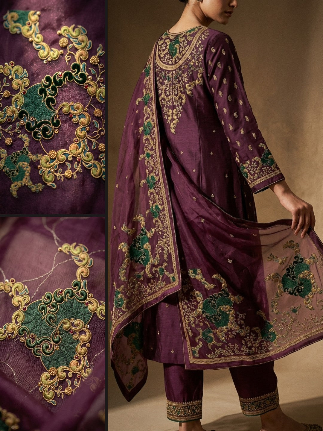 Customised Chanderi Embroidered set