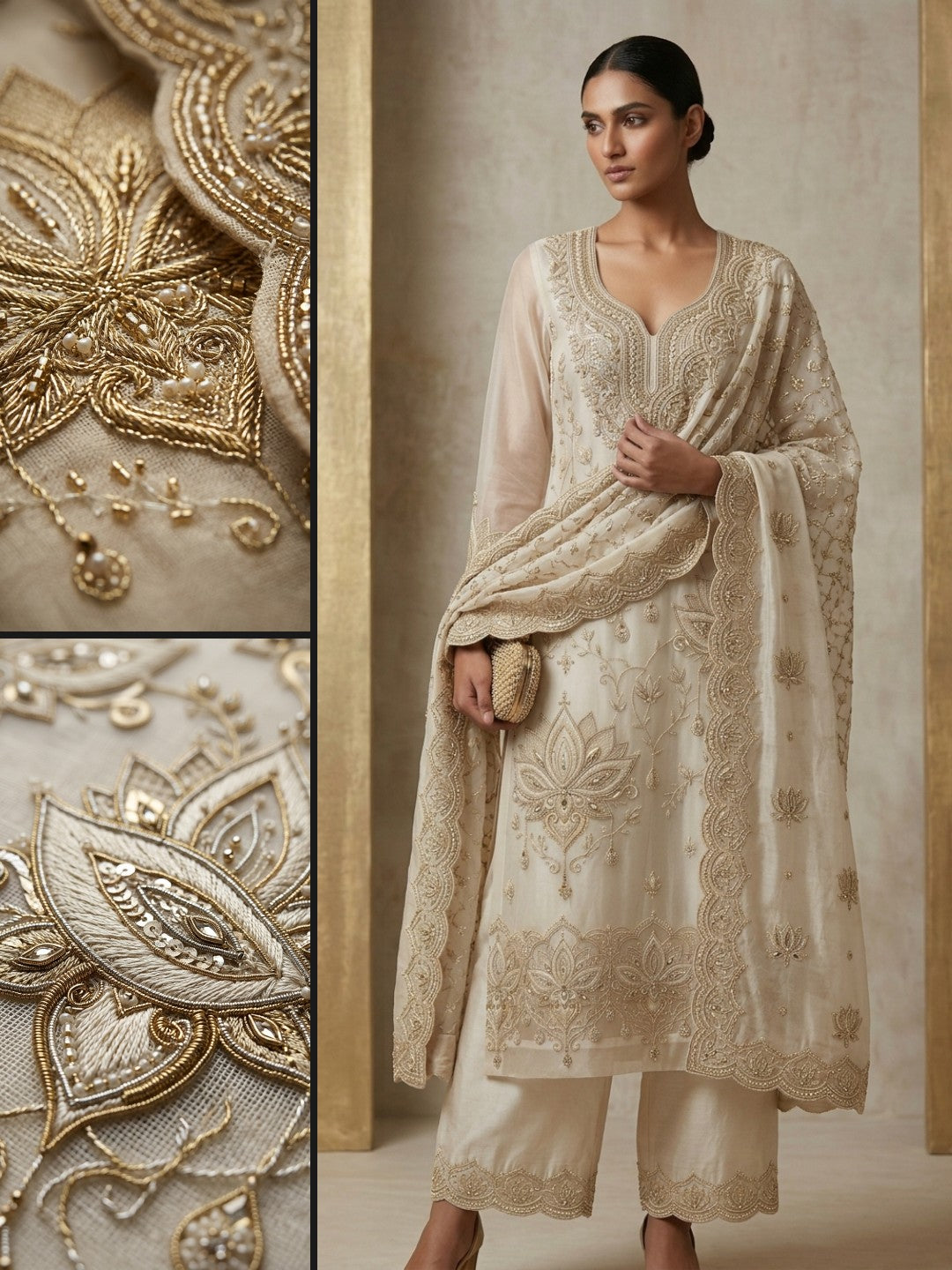 Customised Chanderi Embroidered set