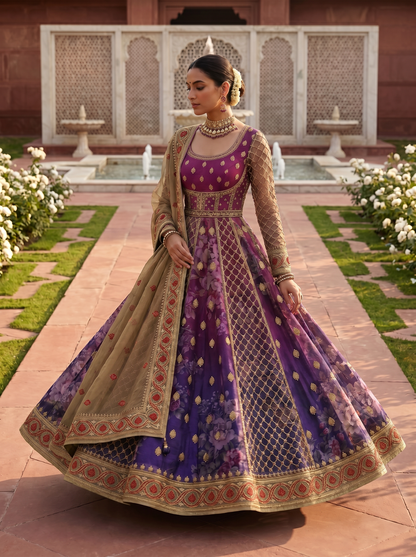 Woven Formal Anarkali Set