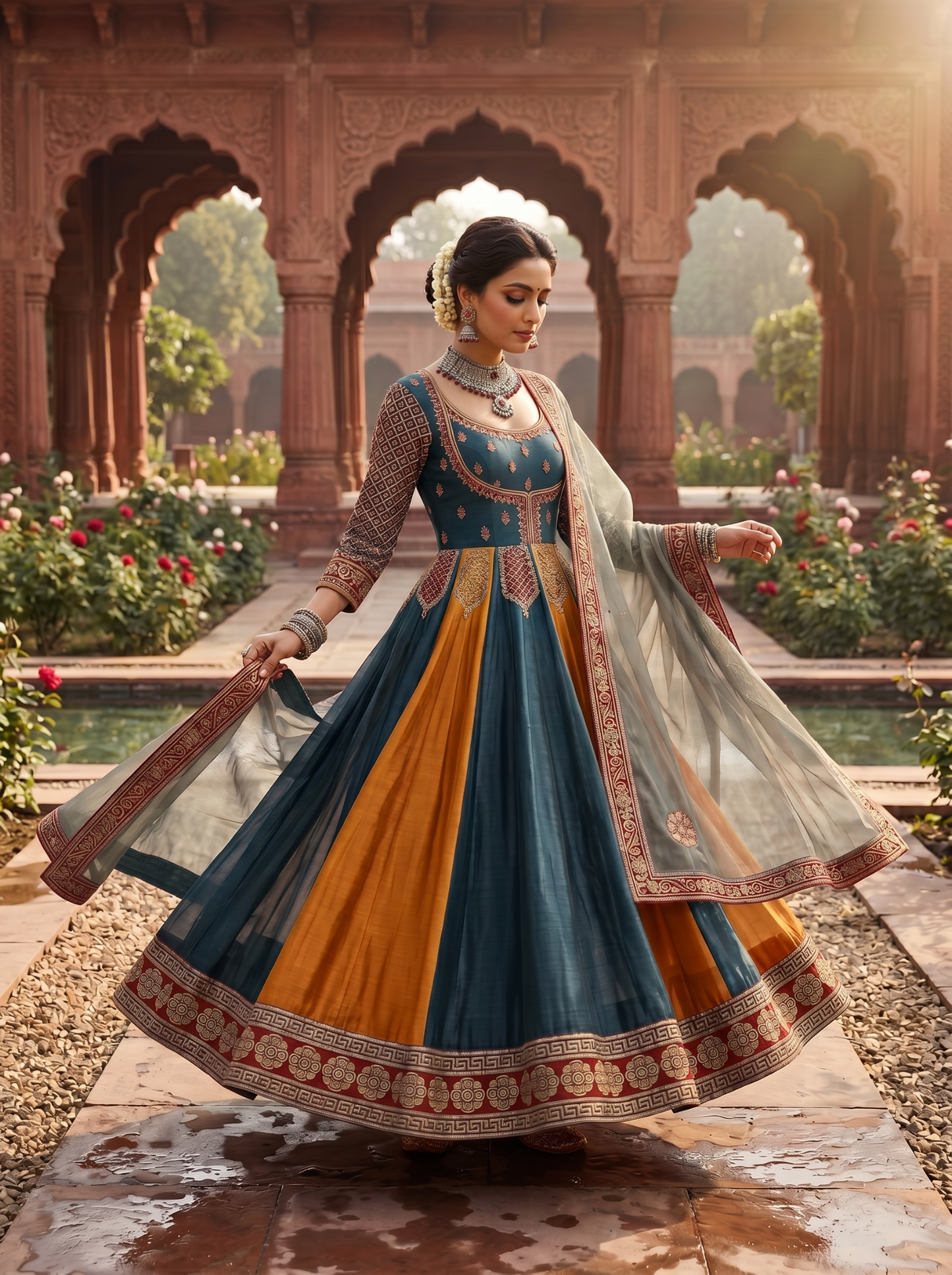 Woven Formal Anarkali Set