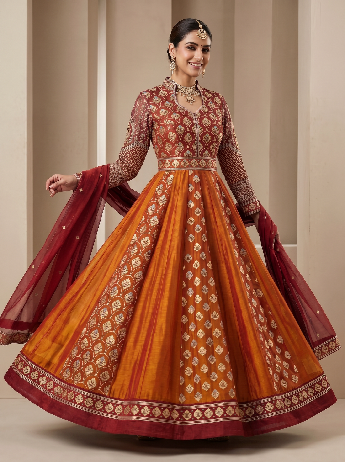 Woven Formal Anarkali Set