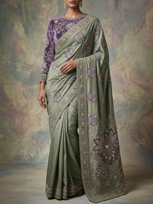 Formal Pure Silk embroidered Saree
