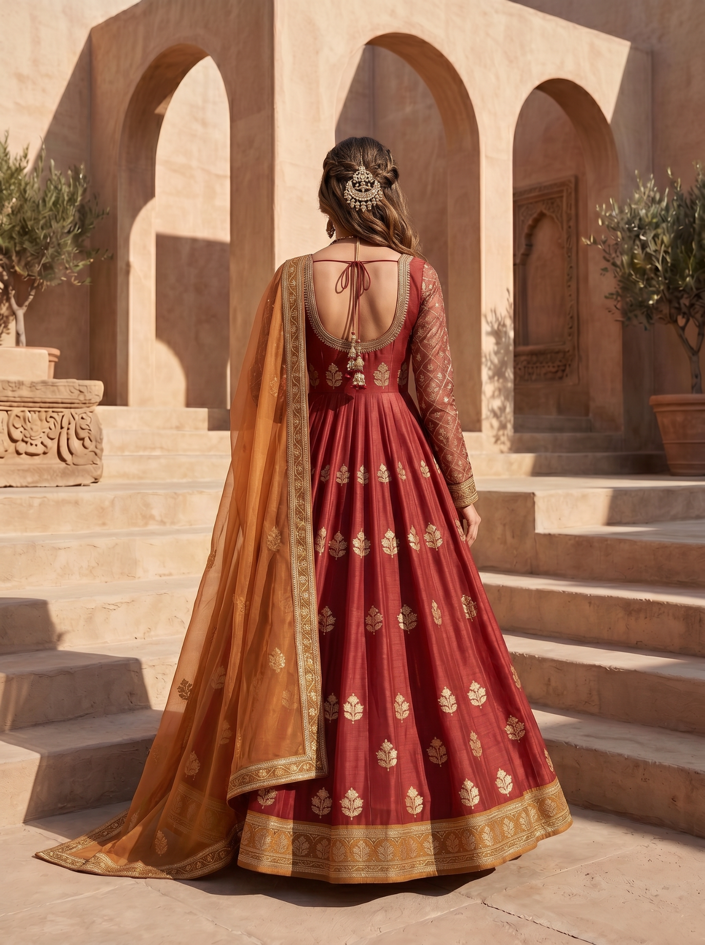 Woven Formal Anarkali Set