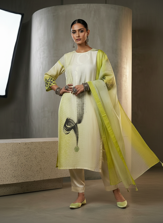 Semi Stitched Chanderi suitset