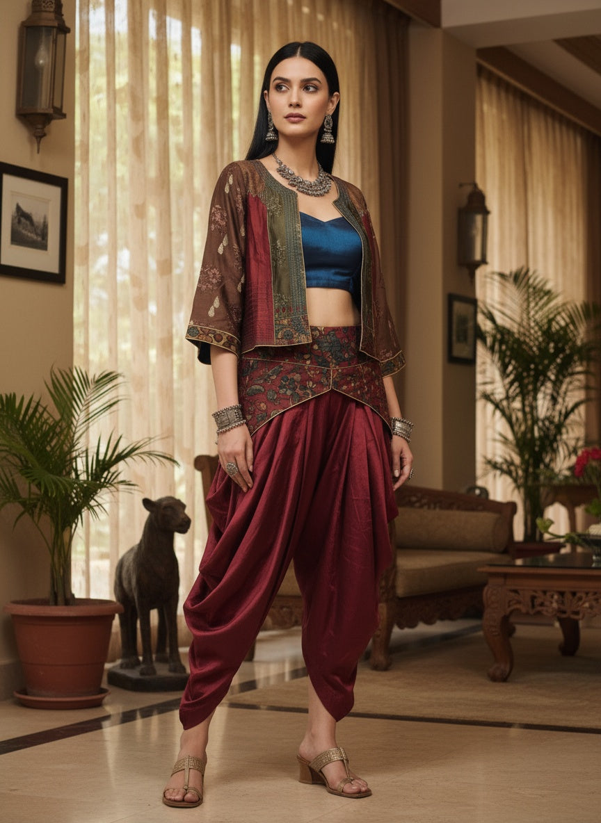 Stitched Chanderi Kalamkari Short Jacket