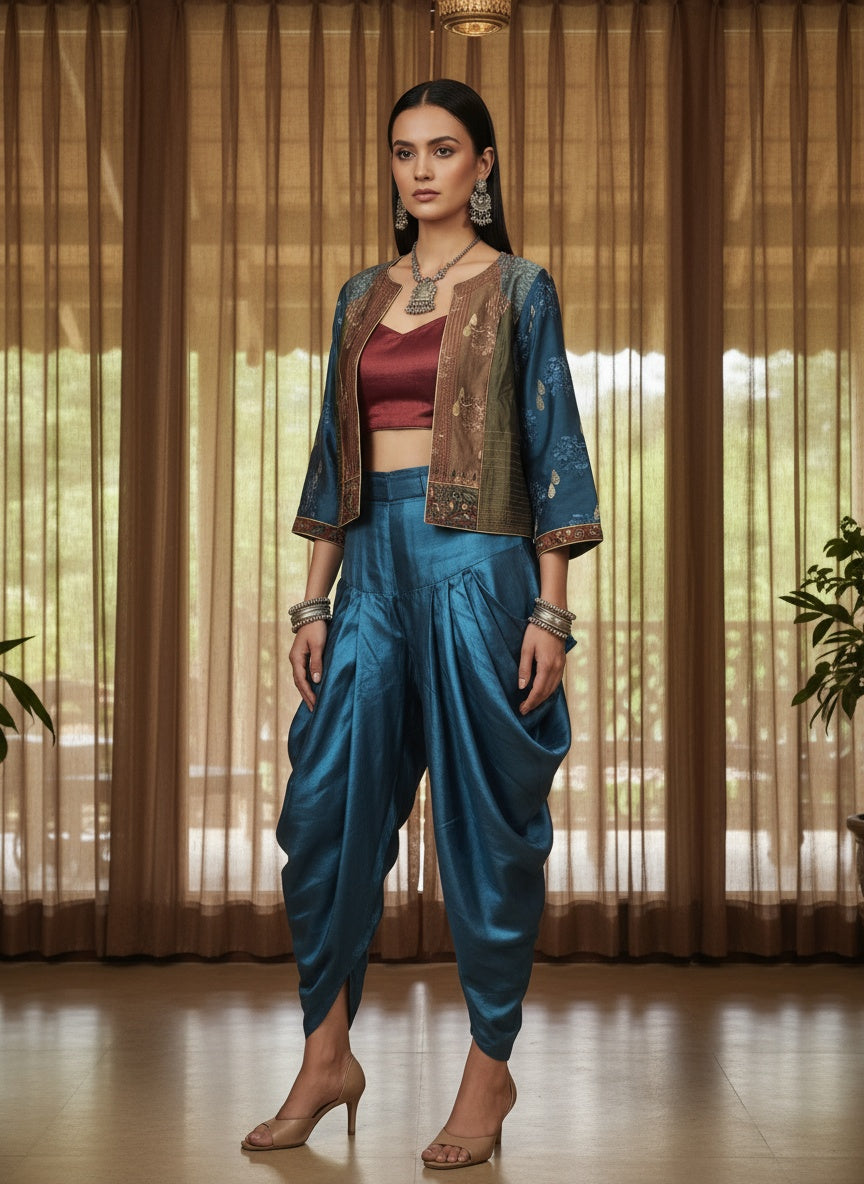 Stitched Chanderi Kalamkari Short Jacket