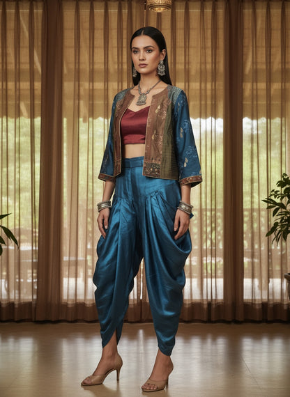 Stitched Chanderi Kalamkari Short Jacket