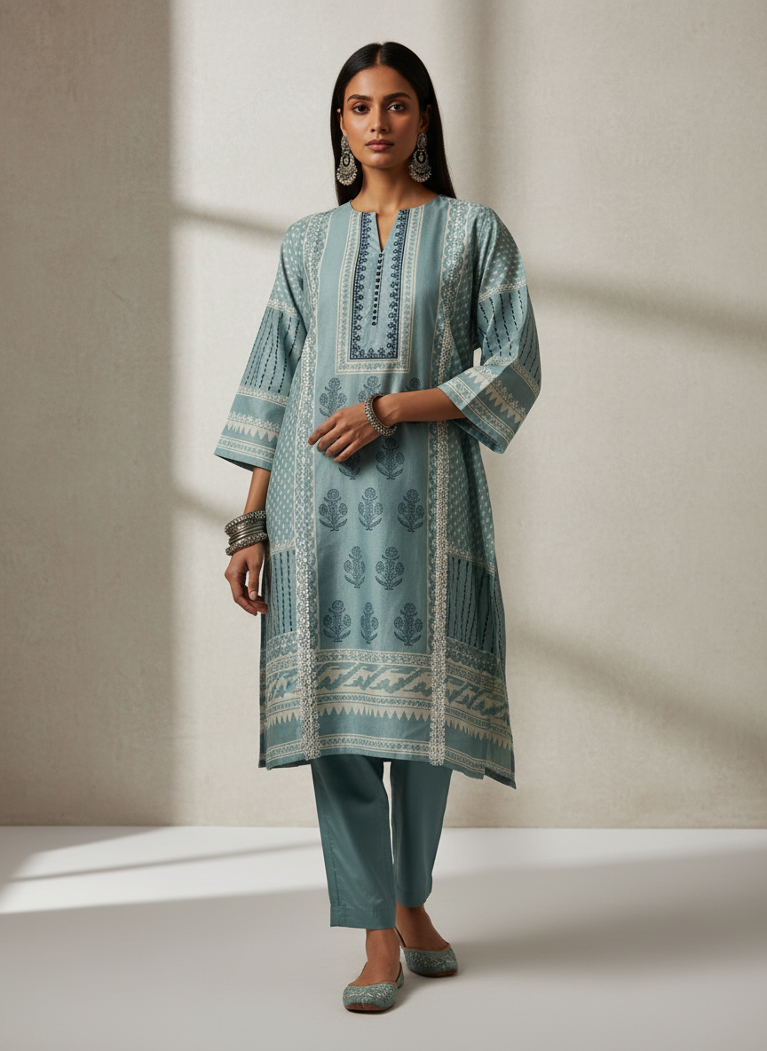Semi Stitched Chanderi Casual kurta
