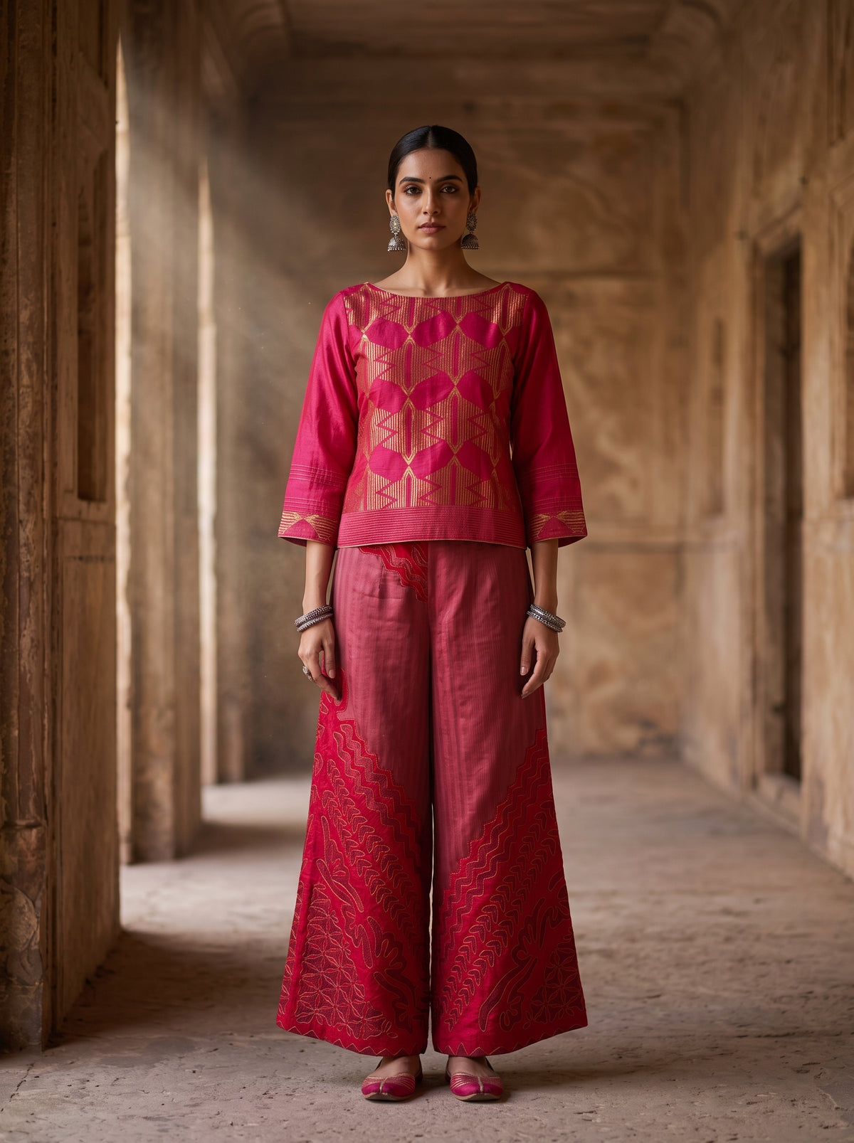 Indowestern chanderi formal coordset