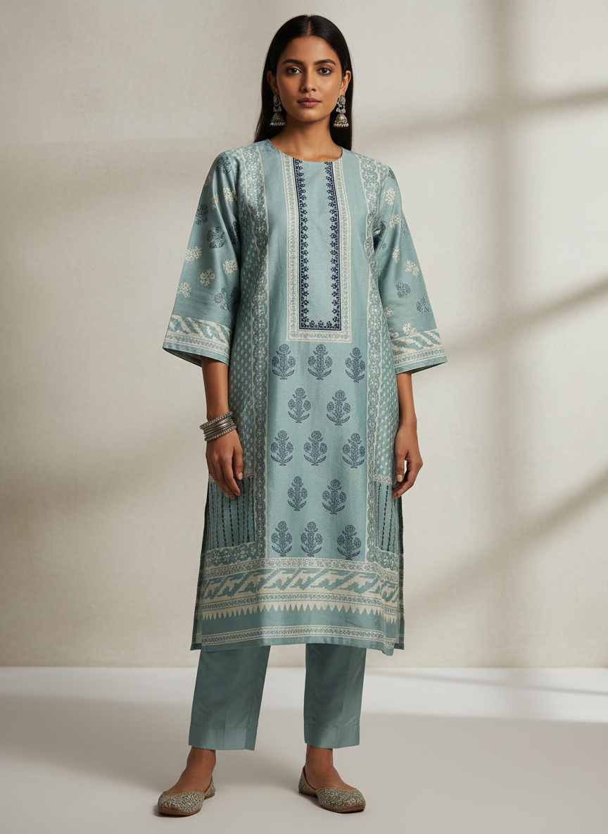 Semi Stitched Chanderi Casual kurta