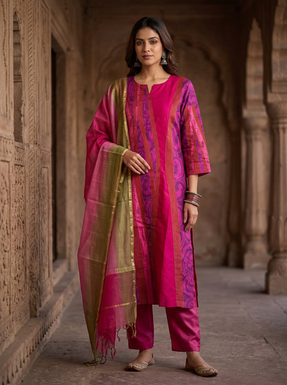 Semi Stitched Cotton Casual Suitset