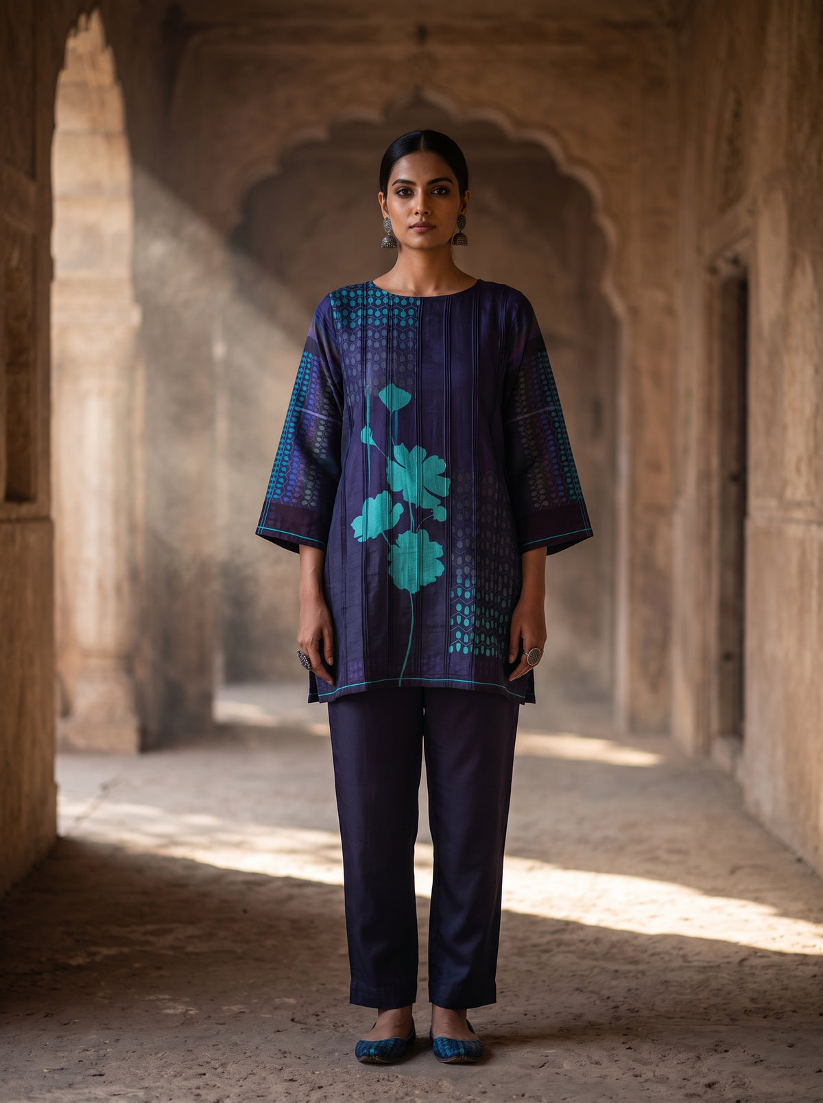 Semi Stitched printed chanderi Tunic