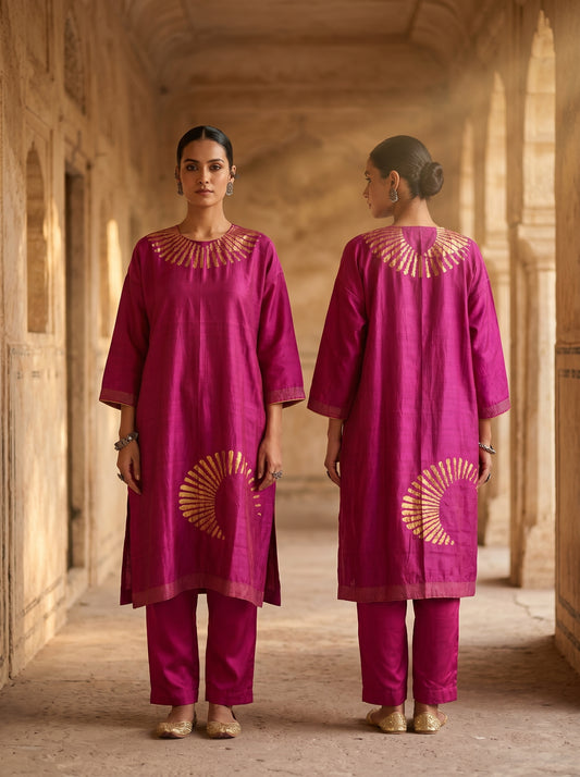 Semi Stitched Chanderi Casual kurta