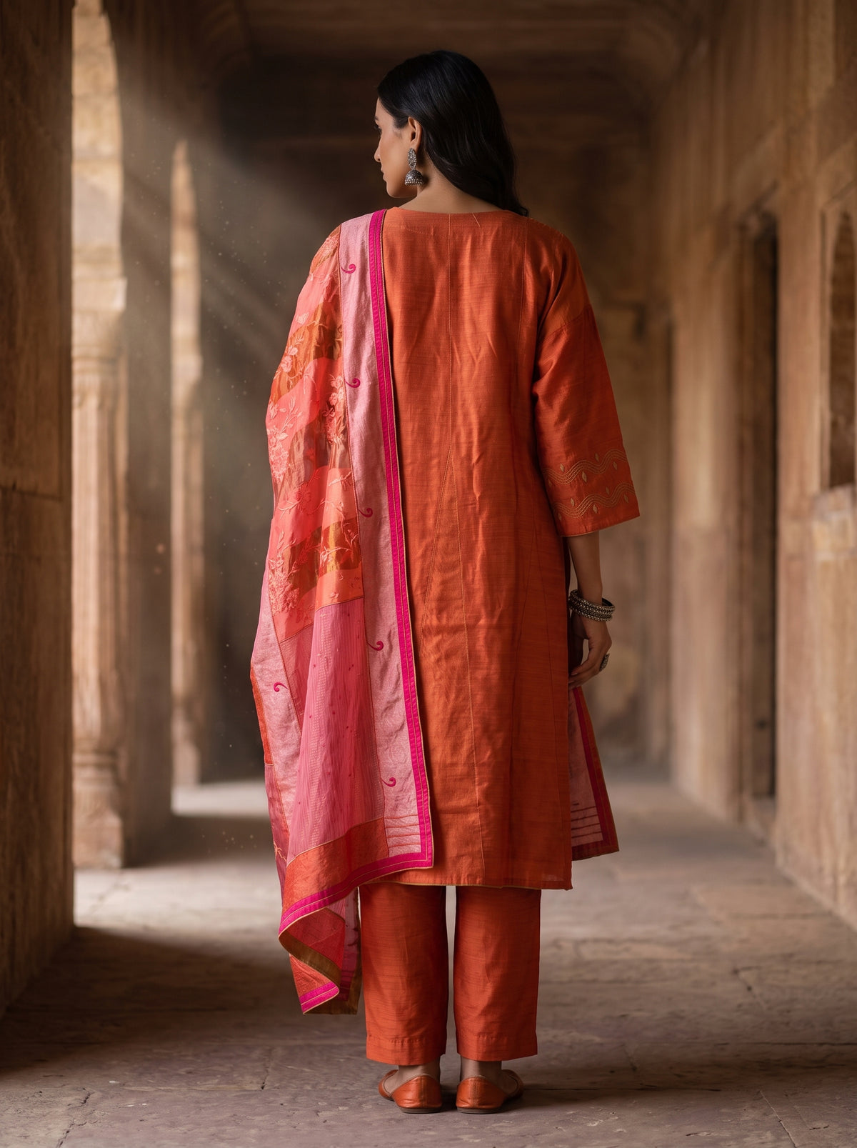 Semi Stitched Chanderi Formal Suitset