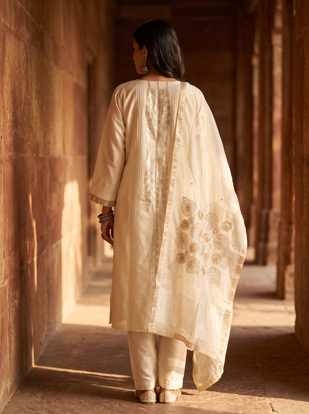 Semi Stitched Chanderi Formal Suitset
