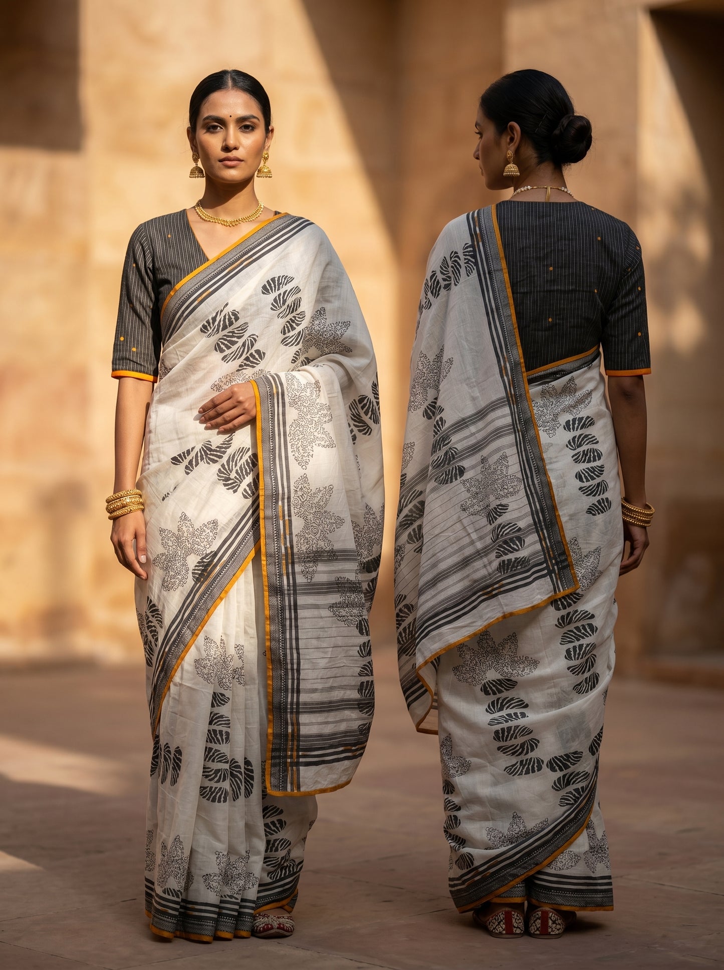Cotton Casual Block Printed Saree