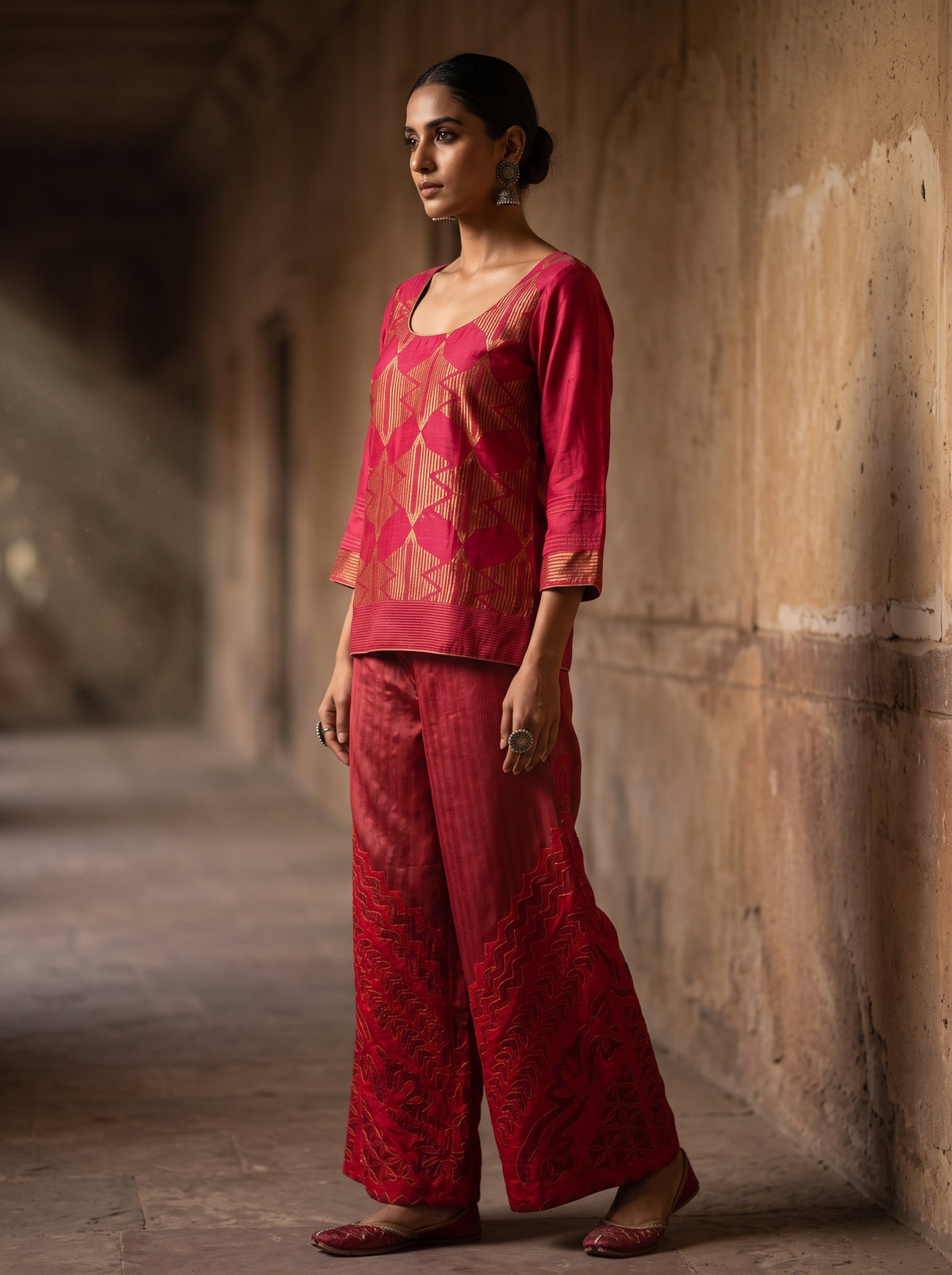 Indowestern chanderi formal coordset
