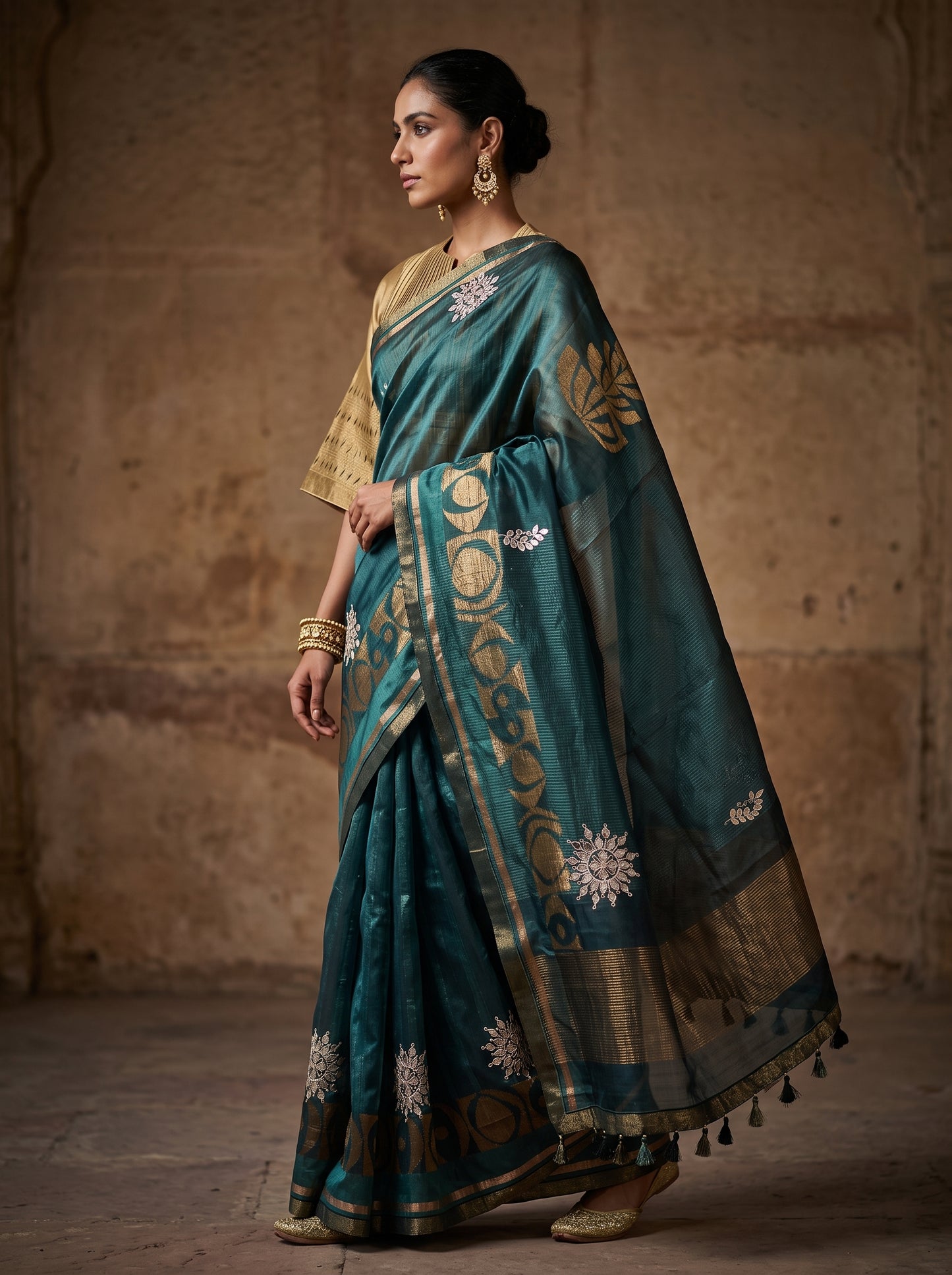 Formal Chanderi gota marodi embroidered Saree