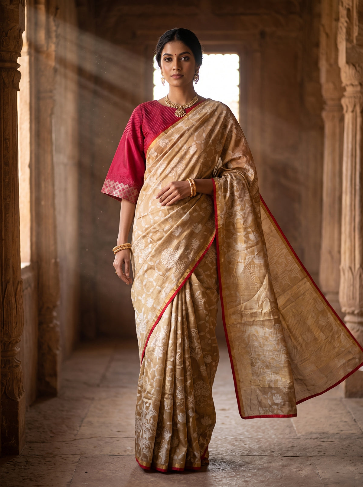 Cotton Casual Block Printed Saree