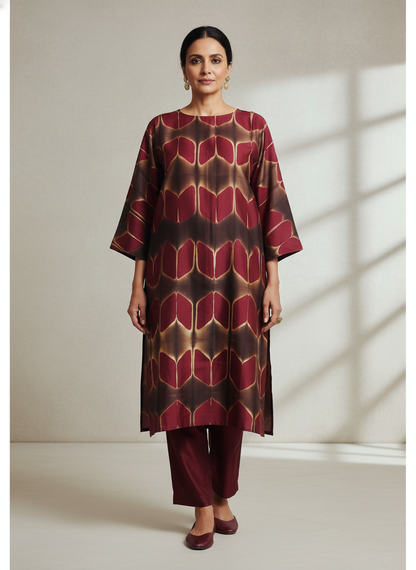 Semi Stitched Chanderi Casual Suitset
