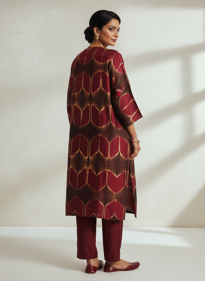 Semi Stitched Chanderi Casual Suitset