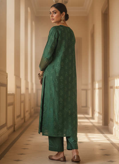 Semi Stitched Chanderi Formal Suitset