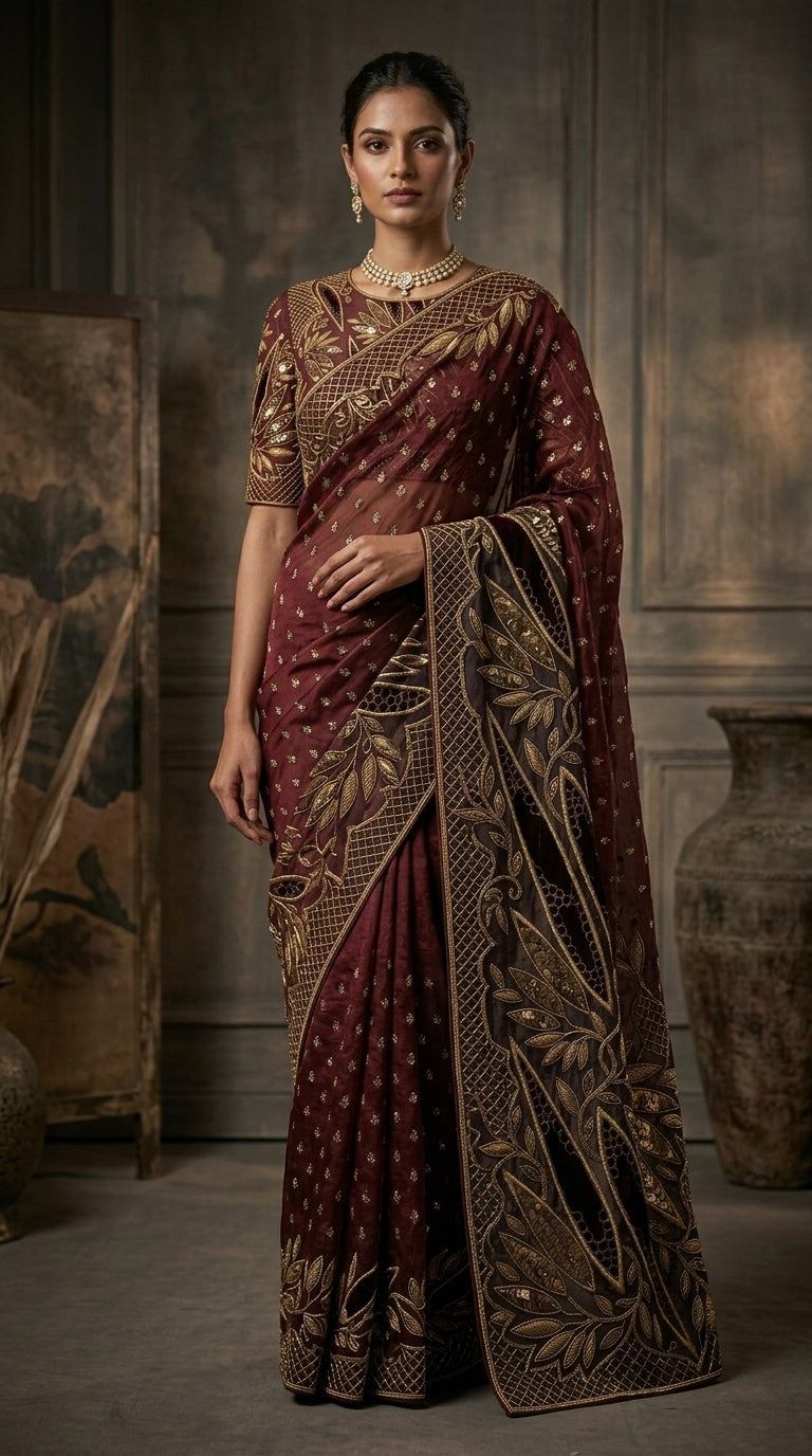 Formal Pure Silk embroidered Saree