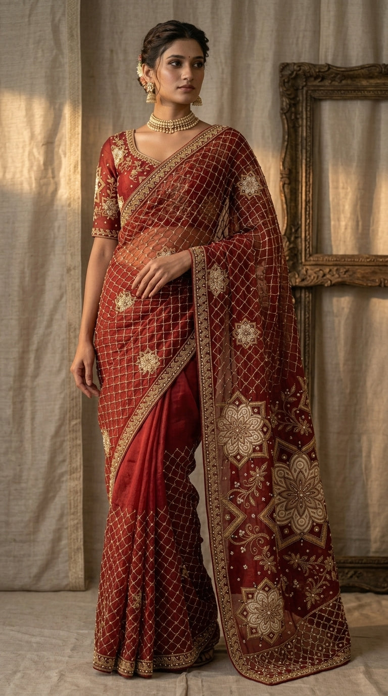 Formal Pure Silk embroidered Saree