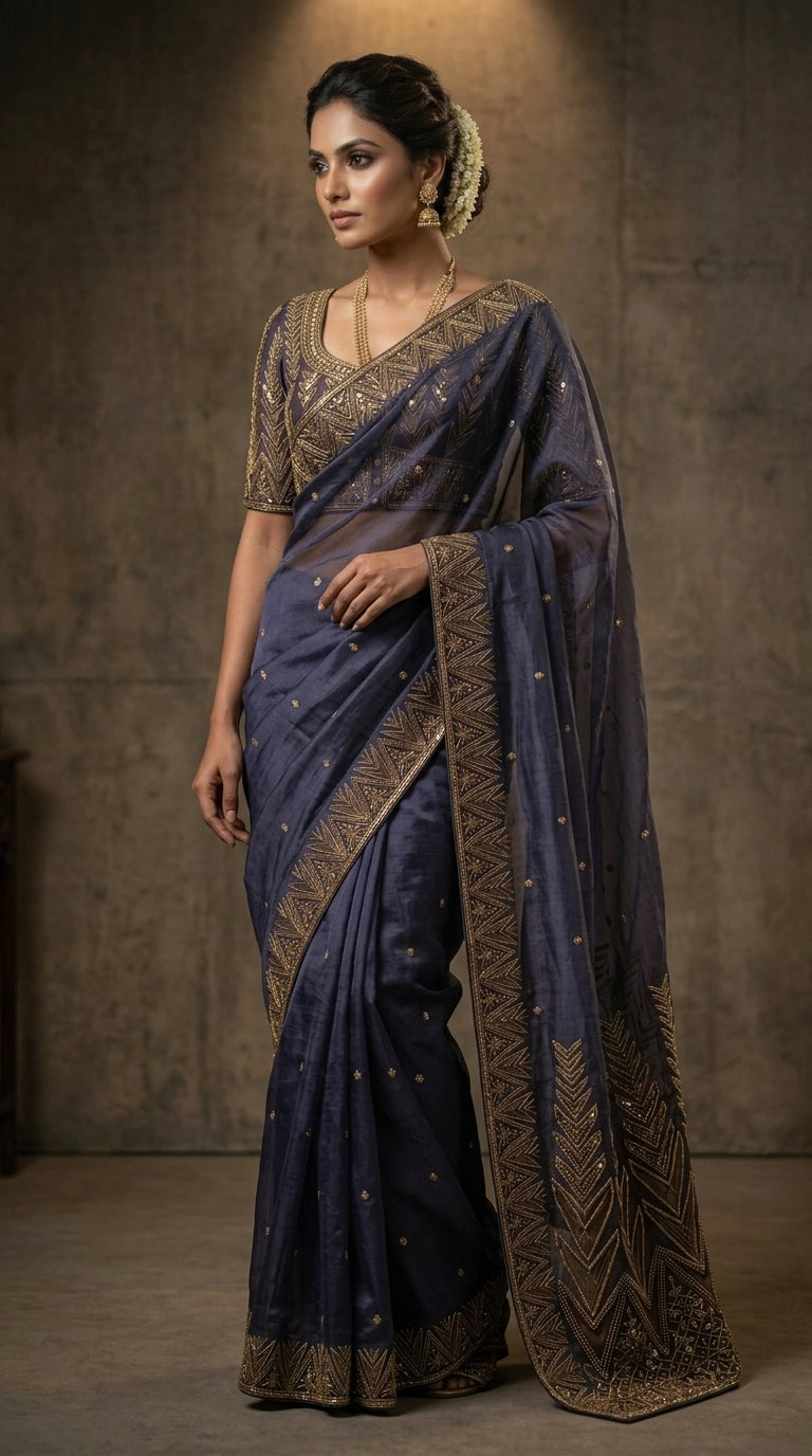 Formal Pure Silk embroidered Saree