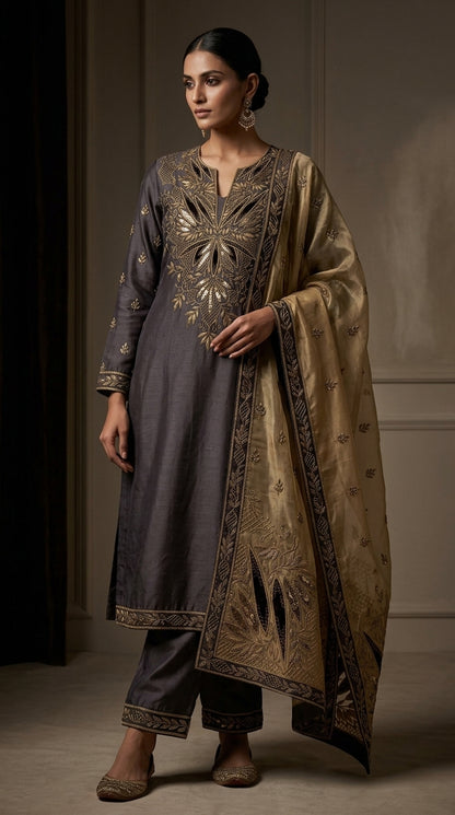 Customised Chanderi Embroidered set